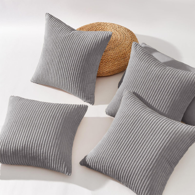 Striped Square Throw Cushion Pad, Silver