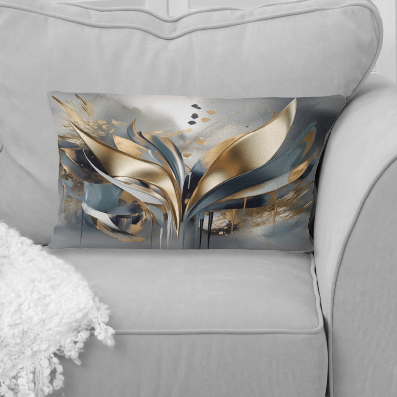 Abstract Shapes And Lines IV - Abstract Marble Printed Pillow, Rectangular, 12" x 20"