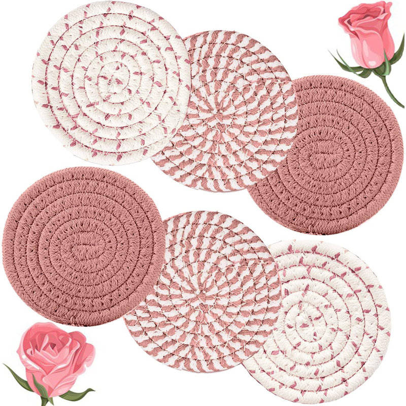 Cotton Round 6 Piece Coaster Set
