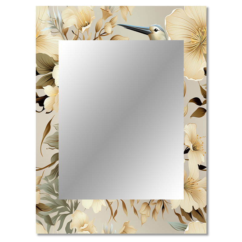 Advith Natural Tranquility Tropical Pattern - tropical  Mirror, Botanical, Floral Decorative Wall Mirror, Printed Metal Art
