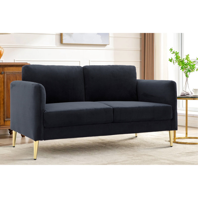 Canapé d'angle de lecture moderne du milieu du siècle, 150,8 cm de large, en velours côtelé, bois massif, cinq couleurs disponibles.