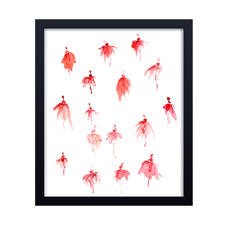 Flight of The Ballerinas Watercolour Painting Print, 30" H x 24" W x 1.125" D, Framed Print, Black