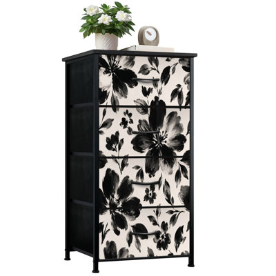Commode pour la chambre à coucher avec 4 tiroirs de rangement Les fleurs ont une forme organique Commodes florales simples et abstraites