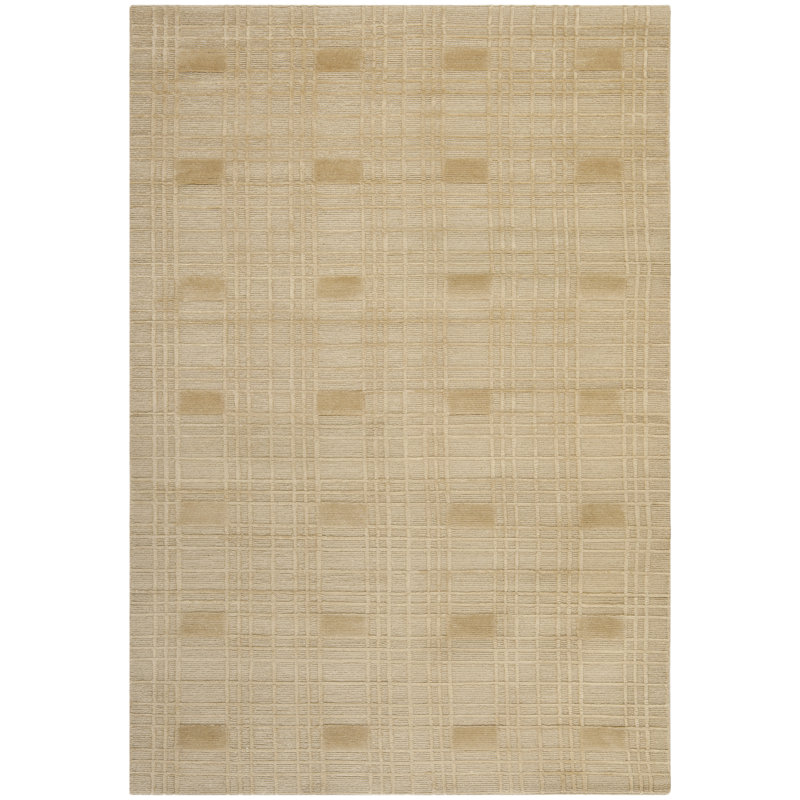 Chatelain Hand Knotted Wool Pile Geometric Rug in Sand, Rectangle 8' x 10'