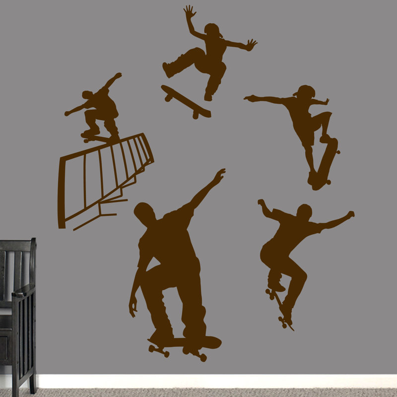 Décalcomanie murale skateboard, Brun chocolat