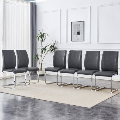 Chaise de luxe arquée simple - ensemble de 6 chaises de salle à manger en polyuréthane à haute résilience avec pieds arqués en métal.