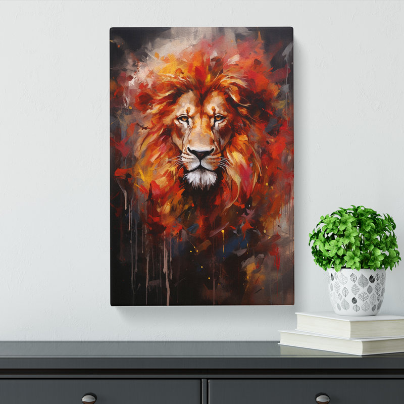 Lion Modern No.3 - Wrapped Canvas, 76cm H x 50cm W x 3cm D