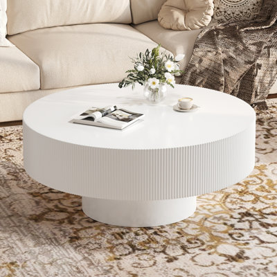 Round Coffee Table, Fluted Drum Design, Sleek & Chic Modern, Living Room Statement