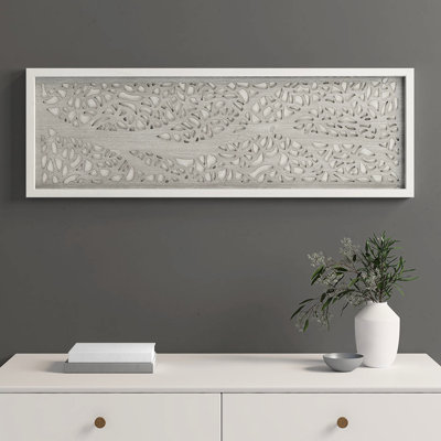 1.22"D Cut Tree Decor - Grey Branch Pattern On Wood 12"W X 36"H And