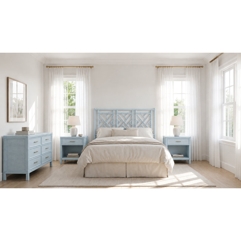 Lit plateforme Chippendale, Très grand, Bleu clair