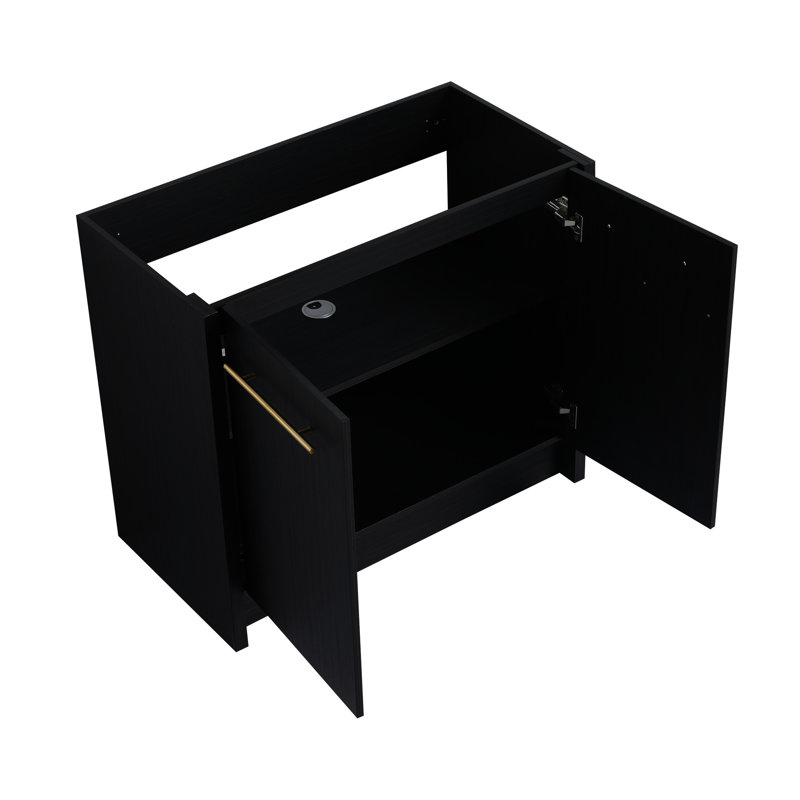Bathroom Vanity 36 Inch - Freestanding, Black Chestnut Texture Cabinet Chestnut, Freestanding Pattern