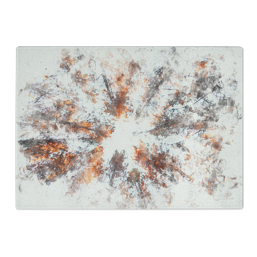 Tempered Glass Autumn Forest Reaching Upward Watercolour Chopping Board
