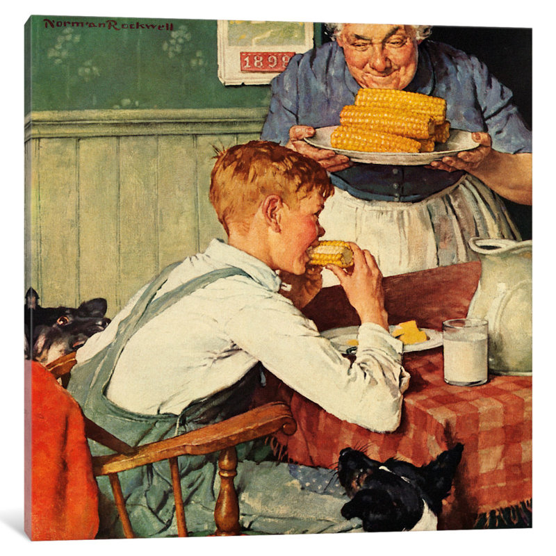 «And Puis Ma, or Grandma apporte« Em In »par Norman Rockwell, reproduction d'art sur toile tendue