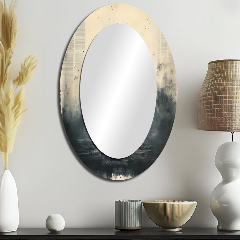 Miroir mural gris moderne gris céleste pyramide Giza III, 36 po x 24 po