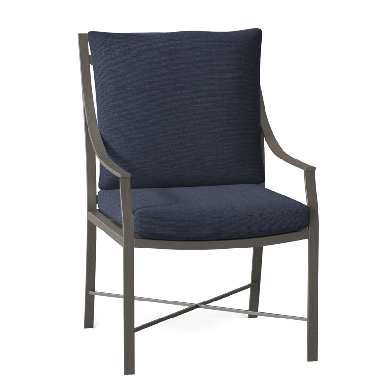 Chaise avec accoudoirs en aluminium Monaco - Gris ardoise, Pas de soudure, Velours indigo, Gris ardoise