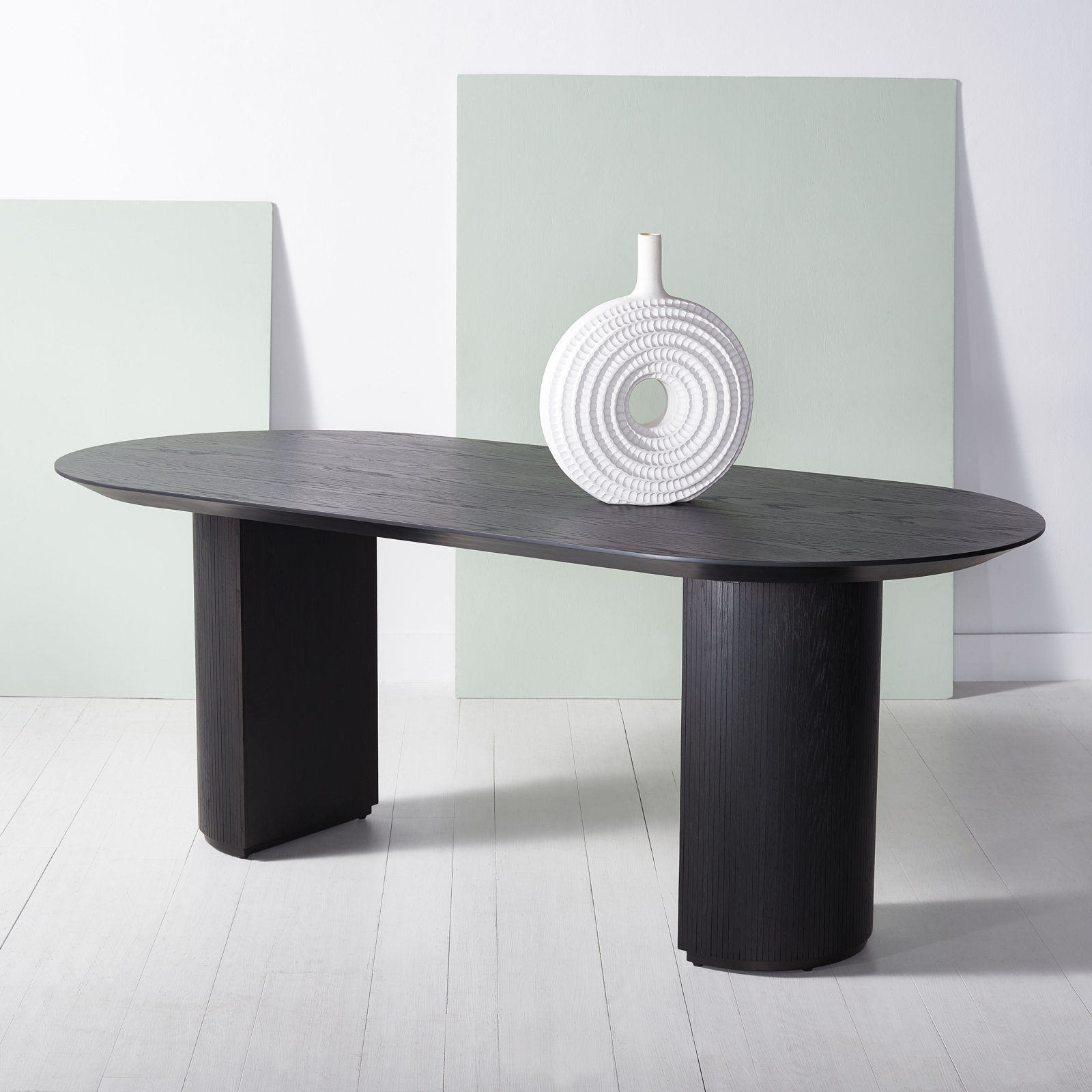 Abberton 78.7'' Oval Dining Table, Black