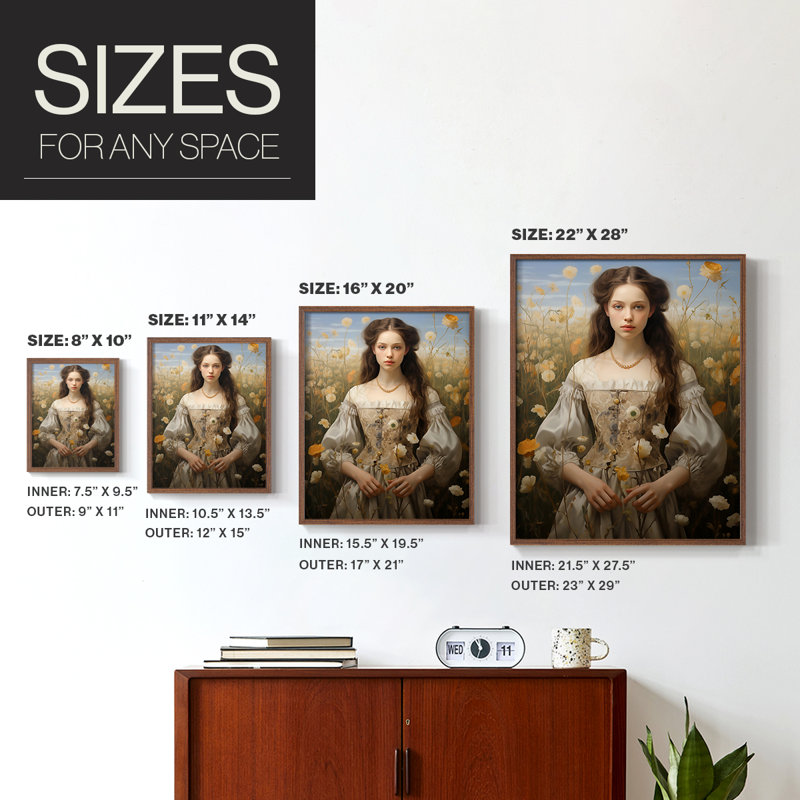 Reproduction encadrée WOMEN Series CDXCIX - bois massif, H 11 po x l 9 po, Noyer