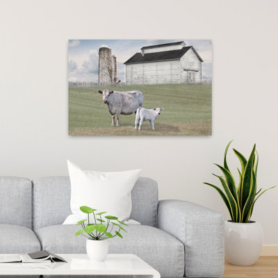 Momma and Baby Cow 1 Piece Wrapped Canvas Wall Art