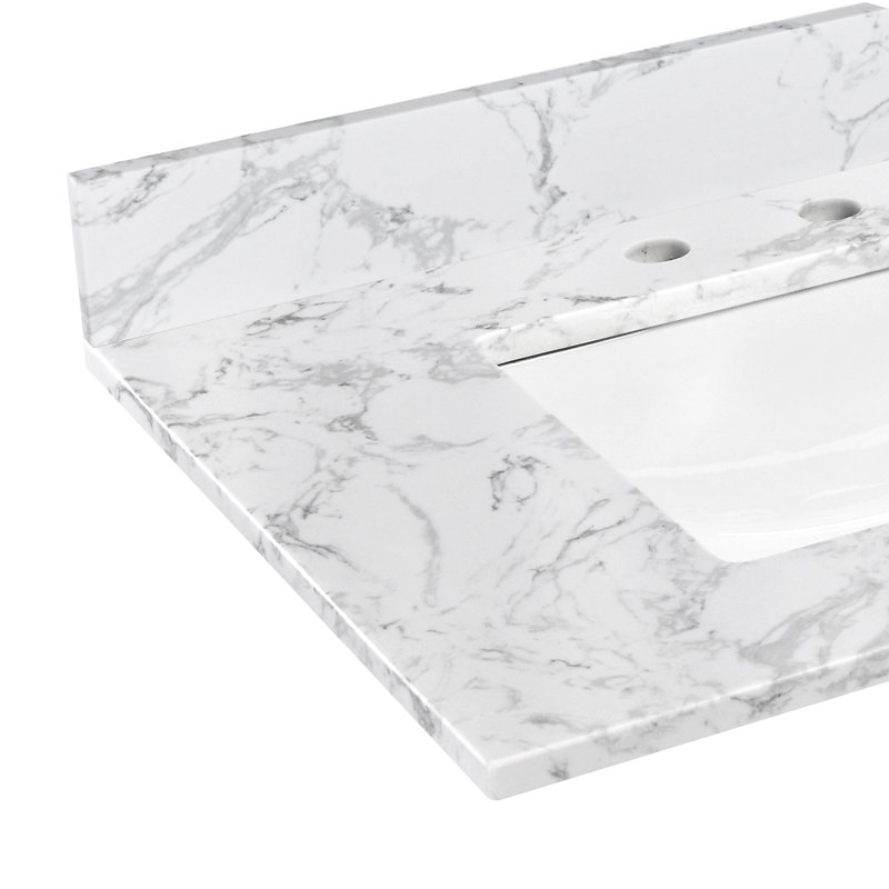 72" Engineered Stone Double Bathroom Vanity Top With Sink