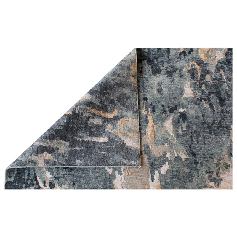 Hand Knotted Abstract Area Rug, Rectangle 12' x 15'
