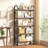 23.6" 5-tier Arched Industrial Bookcase, Rustic Solid Wood Open Shelves With Metal Frame, Vintage Display Storage Rack For Living Room Bedroom-1953220407