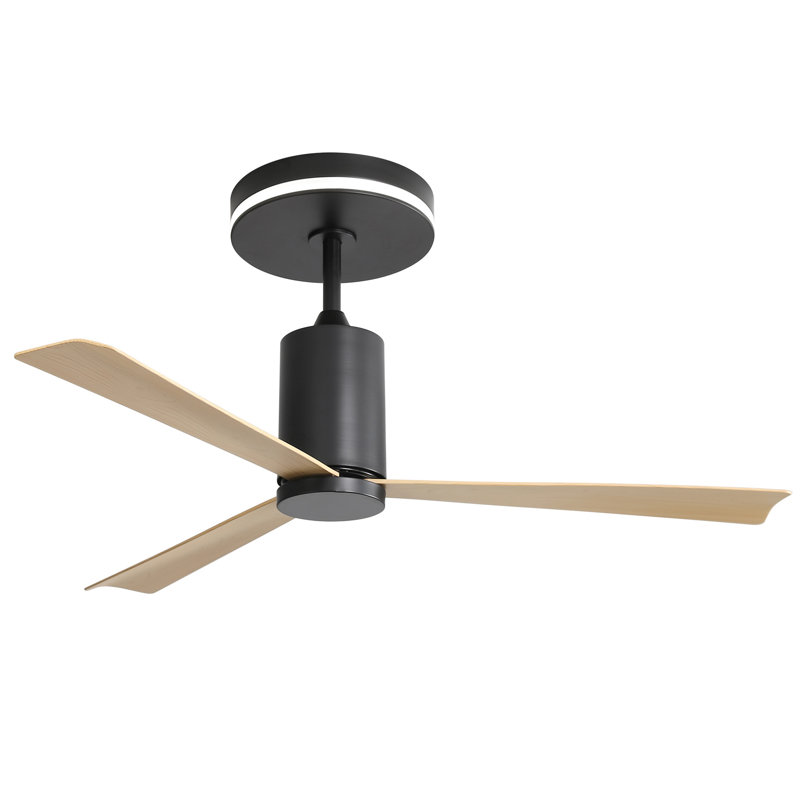 Ventilateur de plafond encastré moderne de 52 pouces avec lumière DEL et télécommande, 3 pales en ABS, moteur CC réversible silencieux pour le salon de patio