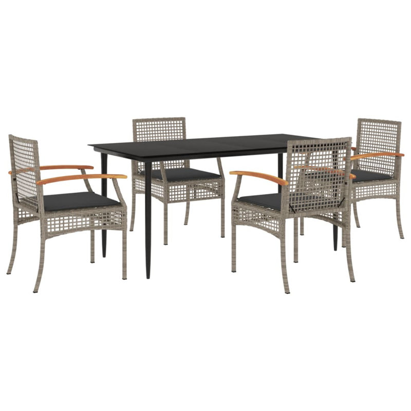 Alliona Rectangular Outdoor Table Set, Grey, Grey, 4