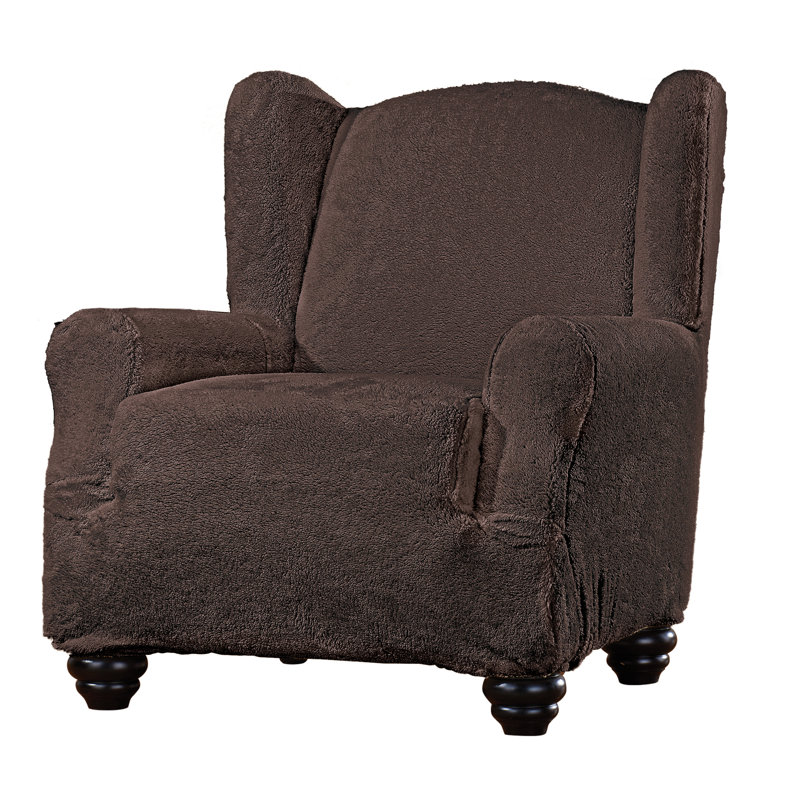Housse extensible en polaire de sherpa, Mélange de polyester chocolat