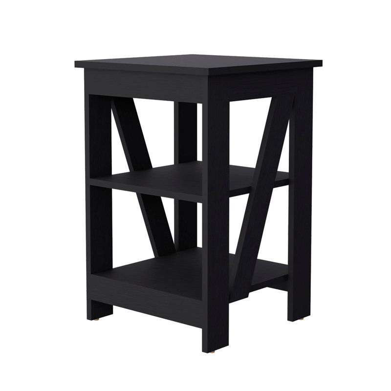 Table d'appoint Clio, avec deux tablettes, Noir