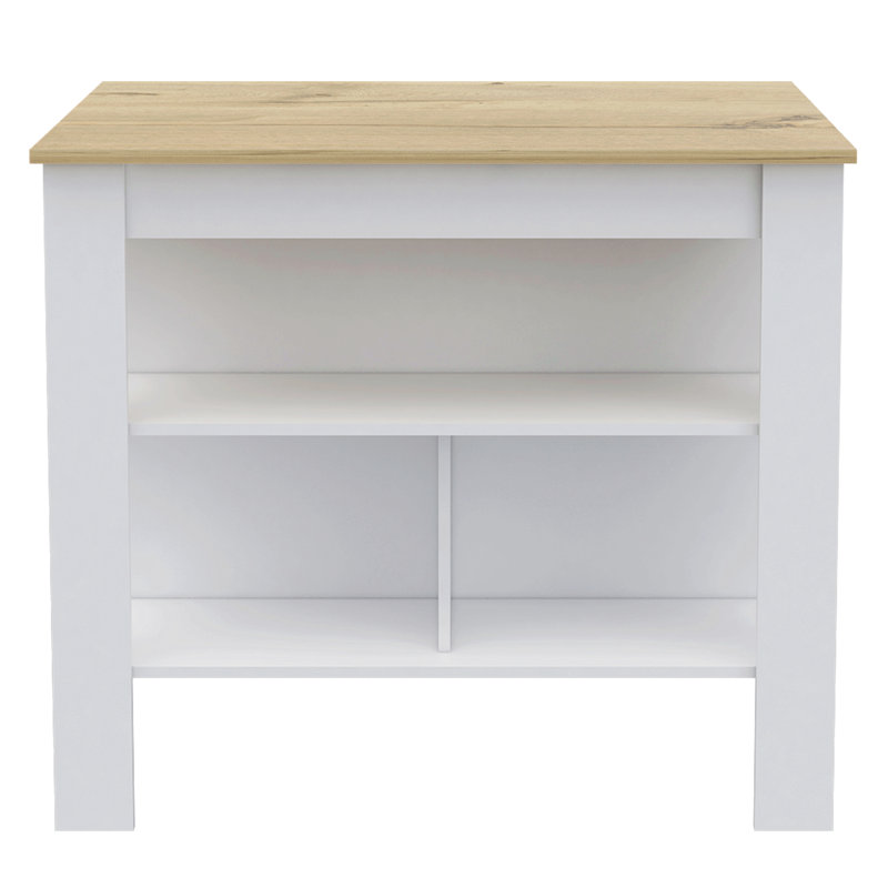 3-Shelf Kitchen Island White And Marble