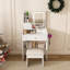 Miroir de coiffeuse à 3 couleurs avec tabouret, coiffeuse pour la chambre à coucher, 2 tiroirs et 5 armoires de rangement (4 ouvertes + 1 cachée), éclairage réglable-1360509713