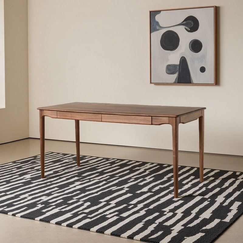 Solid wood desk, 29.53" H x 55.12" W x 27.56" D