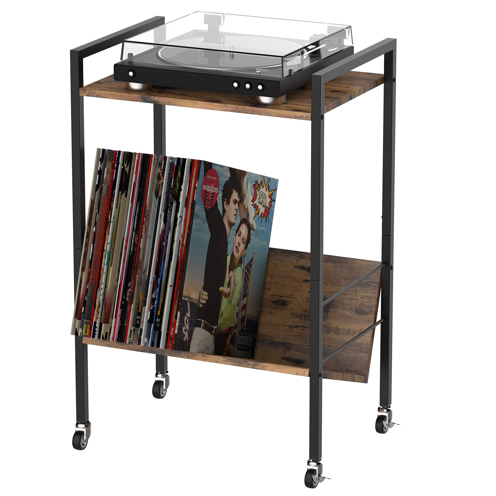 17 Stories Record Player Stand With Record Storage Audio Rack | Wayfair