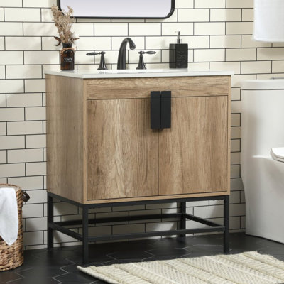 Corley 30'' Single Bathroom Vanity with Engineered Marble Top