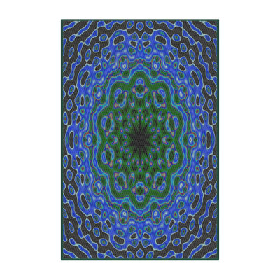 Tapis bleu/vert tissé à la machine