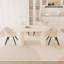 Ensemble de salle à manger 4 pièces de style médiéval moderne: table en MDF de 63 po de style crème et 4 chaises en polyuréthane beige, pieds en métal noir-1510783186