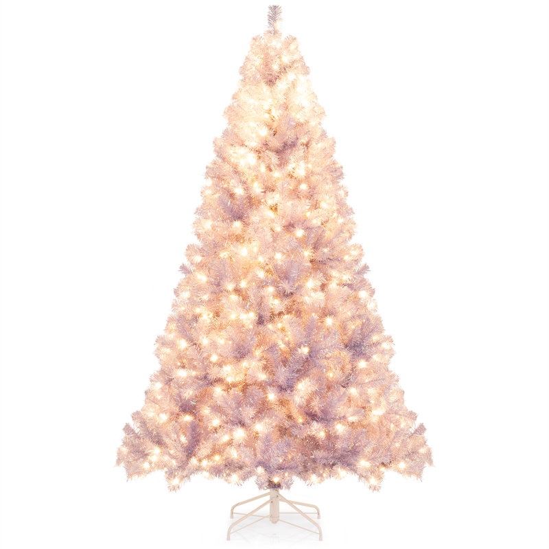Arbre de Noël 7,5 pi avec 550 lumières, 8 modes, 1300 branches, H 7,5 pi, Mauve