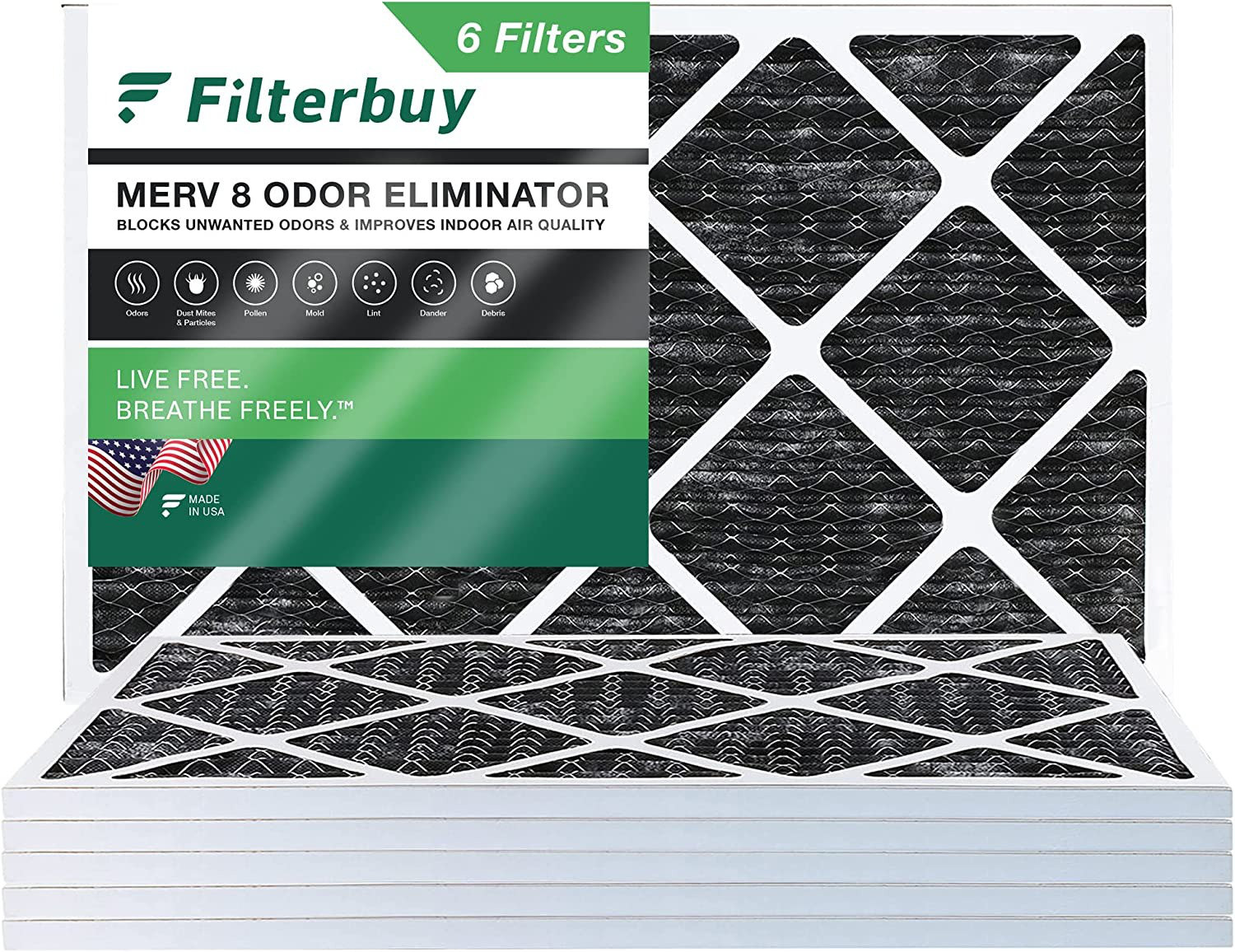 Filterbuy 18x30x1 Air Filter MERV 8 Odor Eliminator, Pleated HVAC AC