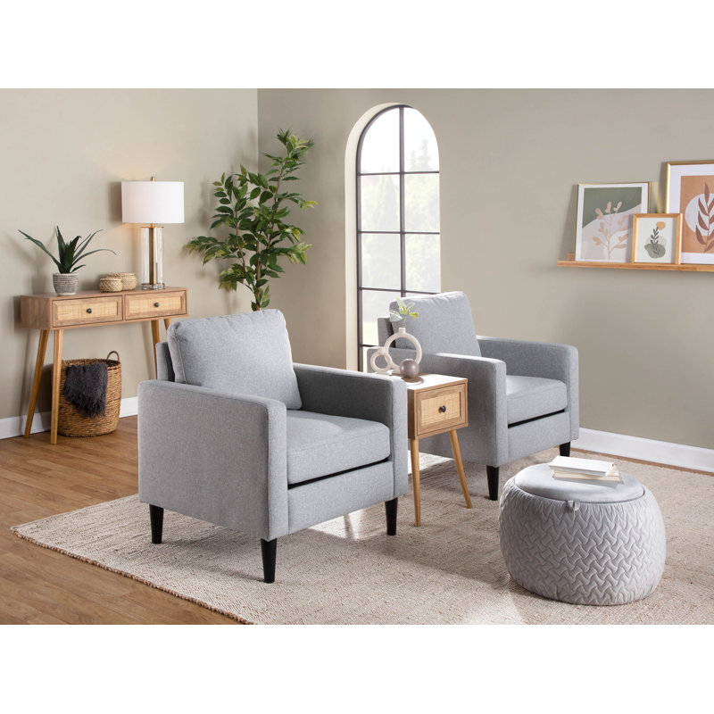 Alvena Upholstered Ottoman, Silver Velvet
