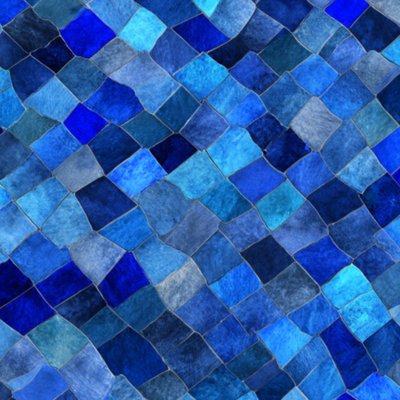 Peel and Stick Wallpaper Blue Mosaic Geometric Stone Contact Paper Removable Self Adhesive Wall Mural Wall Decor for Bedroom Kitchen Cabinets 17.7in x 118in