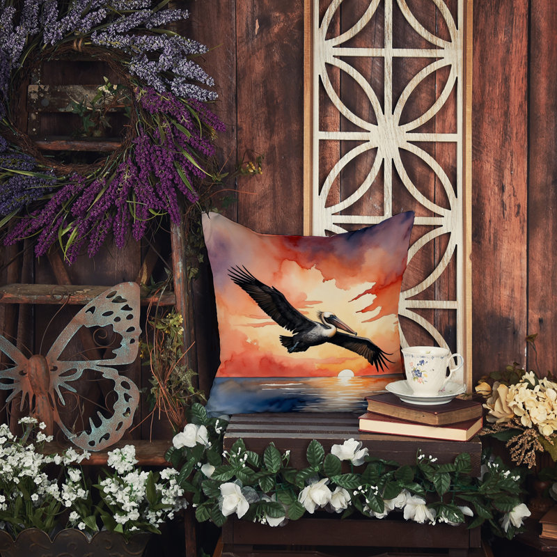 Coussin Pelican Fiery Sunset, Carré 18 po