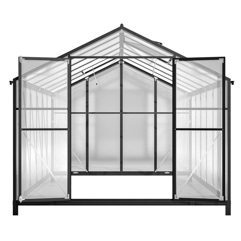 Serre en polycarbonate avec ventilation 83,96 po et support de croissance des plantes 151,9 po