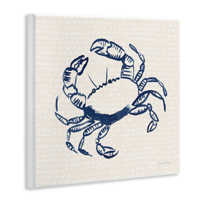 Aquatic Crab on Beige Wall Plaque Art by Mercedes Lopez Charro
