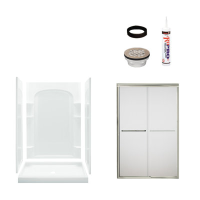 Ensemble 48" W x 75.75" H Framed Rectangle Sliding Shower Stall and Base Included