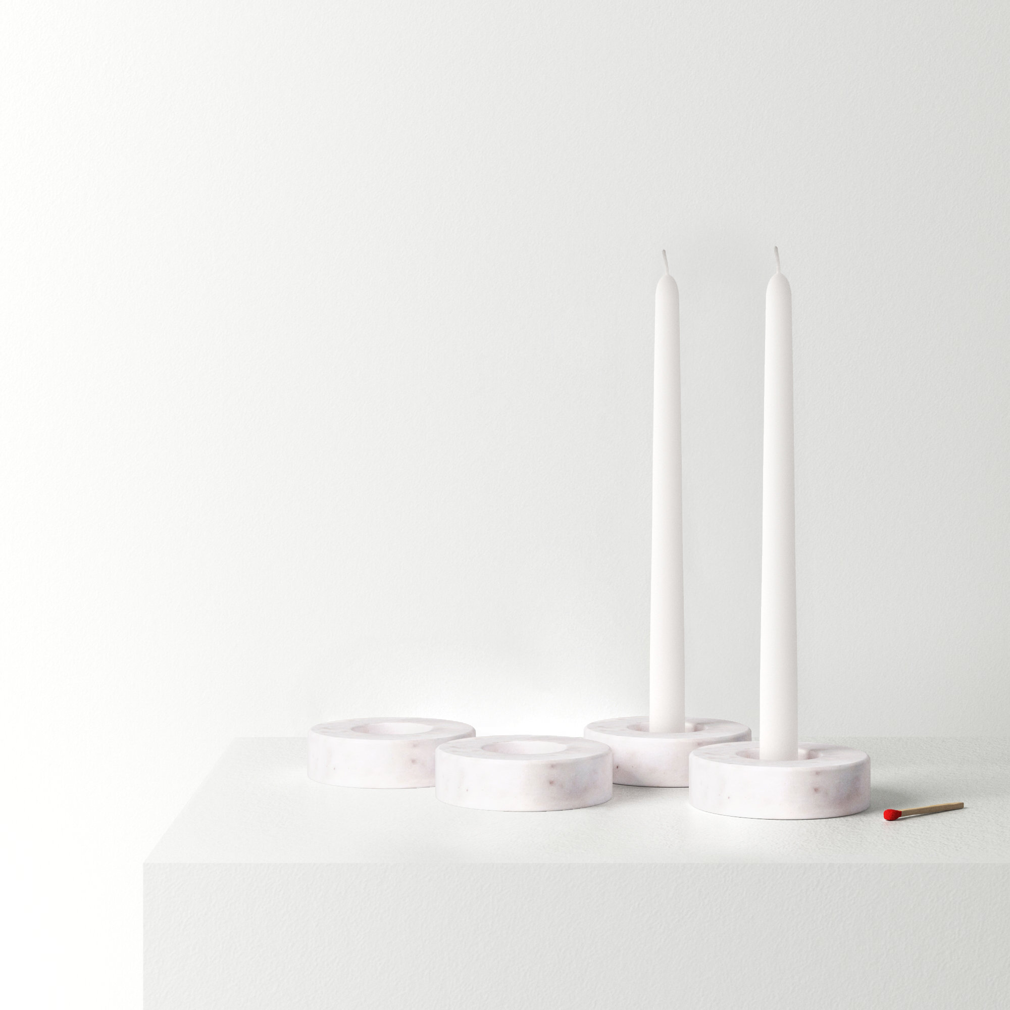 Matheson Flat 1'' Marble Tabletop Votive Holder, White