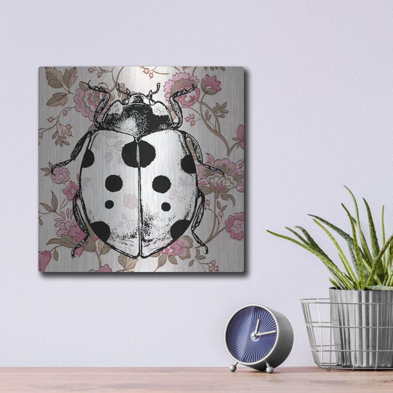 "Coccinelle, papier peint carré" par Dean Russo, H 12 po x l 12 po 