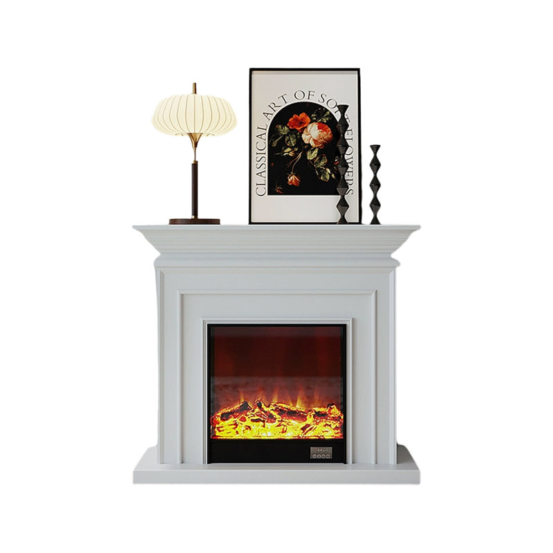 White Solid Wood Freestanding Fireplace