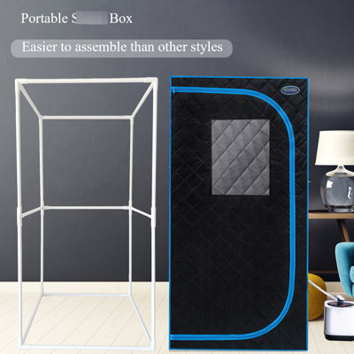 Tente hammam portable noir - Spa bien-être personnel à domicile. Équipée d'un générateur, d'une télécommande et d'une chaise pliable. Installation facile, chauffage rapide. Isolation thermique et tissu imperméable certifiés UL. 360°