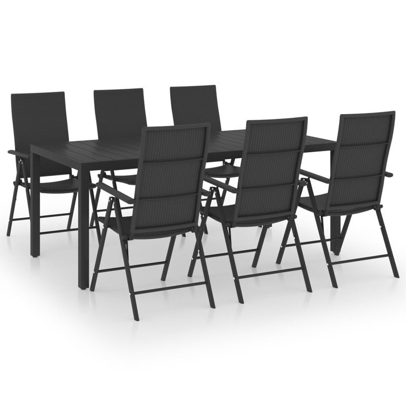 Rectangular 6 - Person Dining Set, Black, 72.83" L x 35.43" W x 29.13" H