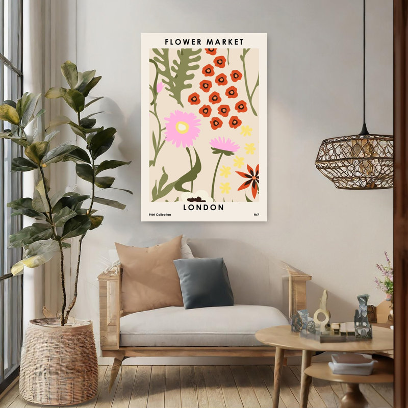Art contemporain, art floral, H 48 po x l 32 po
